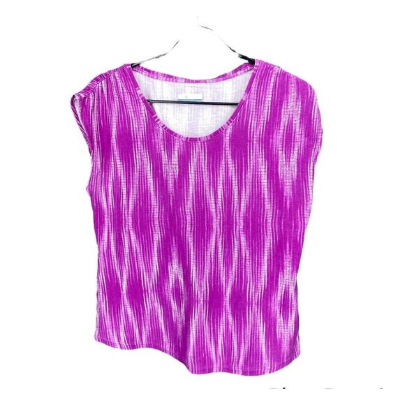 Columbia Tops - Columbia Women's Cap Sleeve Crew Neck T-Shirt Size Medium Purple Abstract Print